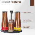 Kitchen Condiment Set - Gold Modern Design Airtight Spices Storage Canister Set of 4 Pcs and Stand