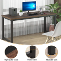 Home Office Computer Desk - Brown Compact Industrial Computer Desk Home Office Writing PC Study T...