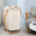 Laundry Basket - Large Foldable Laundry Basket with X-Type Bamboo Frame