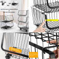 Metal Wire Storage Utility Cart - Storage Basket 3Tier Stackable Metal Wire Basket Utility Cart