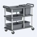 Multi-Purpose Storage Cart Trolley - Plastic Wheeled Cart Trolley Hand with Bins, Handles and Loc...