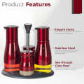 Kitchen Condiment Set - Red Modern Design Airtight Spices Storage Canister Set of 4 Pcs and Stand