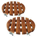 Wooden Flowerpot Racks - Set of 2 Sturdy Movable Round Wooden Flowerpot Rack with Wheels