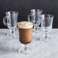 Irish Glass Coffee Mugs - Set of 6 Irish Glass Coffee Mugs with Handle