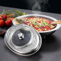 Stainless Steel and Glass Oval Buffet Container Serving Trays with Lid