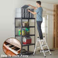 Three Step Ladder - Portable Household Foldable 3 Step Ladder with Anti-Slip Sturdy Pedal