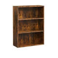 Versatile Open Bookcase - Rustic Brown 3-Tier Open Bookcase Adjustable Storage Shelves