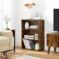 Versatile Open Bookcase - Rustic Brown 3-Tier Open Bookcase Adjustable Storage Shelves