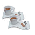 Cups and Saucer Set - 12 Piece Elegant Wave-Shape Porcelain Coffee Cups and Saucer Set
