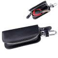 Universal Leather Wood Grain Texture Waist Hanging Zipper Wallets Key Holder Bag (No Include Key)