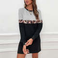 Casual Sweater Dress Loose Stitching Long-sleeved Dress