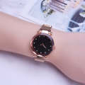 Luxury Mesh Ladies Clock Magnet Buckle Starry Diamond Geometric Quartz Wristwatch Women Watches
