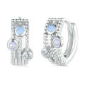 Sterling Silver S925 Peas Platinum Zircon Opal Earrings