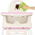 3-in-1 Folding Portable Multi-Functional Baby Feeding High Chair With Tray MC-43-PINK