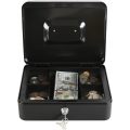 30x24x9cm Locking Cash Box With Removable Coin Tray And Key Lock XF0729 BLACK