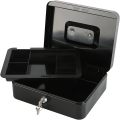 30x24x9cm Locking Cash Box With Removable Coin Tray And Key Lock XF0729 BLACK