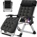 Folding Recliner Lounger Deck Chair With Detachable Cushion And Cup Holder