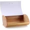Bamboo Wood Bread Bin With Stainless Steel-WHITE