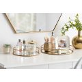 Set Of 2 Multi-Functional Decorative Glass Tray With Golden Round Handles