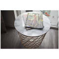Modern and Stylish Metal Wire Basket with a Marble top Side Table -FW50