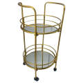 2-Tier Round Rolling Storage Cart With 2 Mirrored Shelves TY03