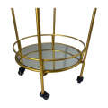 2-Tier Round Rolling Storage Cart With 2 Mirrored Shelves TY03