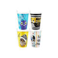 4 Piece Multi-Use Plastic Decorated Cup With Straw AP-9124