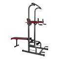 Adjustable All-in-One Pull-Up Bar Tower Dip Station With Foldable Bench Bar E8-6-2