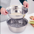 3Pcs Of 28cm Stainless Steel Basket With Strainer And Vegetable Cutter IB-106