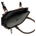 PU Leather Front Pocket Structured Handbag -B82080D61 BLACK