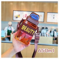 650ml Reusable Leak-proof Durable Plastic Bottle with Straw Lid HP-51