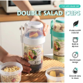 760ml + 310ml Double Layer Portable Plastic Salad Cup with Spoon HD-20 WHITE