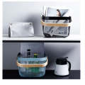 Multi-Functional Large Mesh Storage Basket With A Wooden Handle Black