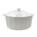 11.5" Delicious White Ceramic Casserole Pot with Lid- ZG6-021B