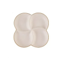 20cm 4-Compartment Multipurpose Partitioned Serving Plate With Gold Lining