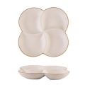 25cm 4-Compartment Multipurpose Partitioned Serving Plate With Gold Lining