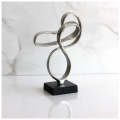 27cm Rough Nickel abstract sculpture with Black Base -DPC28U1