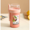 990ml Double Cup Salad Lunch Container With Fork YL-376 PINK