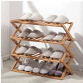 4-Tier Foldable Wooden Shoe Storage Organizer Rack