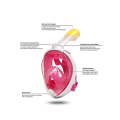 Clear Full Face Snorkel Diving Mask HY-162 pink