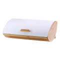 Bamboo Wood Bread Bin With Stainless Steel-WHITE