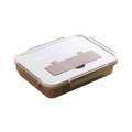 1400ml 4 Compartments Plastic Food Lunch Box With Spoon And Fork Lid YL-441 BROWN