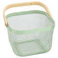 Multi-Functional Mesh Storage Basket with a Wooden Handle -SQ GREEN