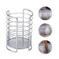 Round silver cutlery basket