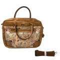 Large Capacity PU Leather with Flowers Details Handbag -B82116 KHAKI