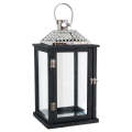 45cm Metal and Wood Lantern with Clear Glass-WIL13U1