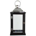 45cm Metal and Wood Lantern with Clear Glass-WIL13U1