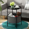 End Table with Detachable Tray Top and Fabric Storage Basket