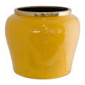 31X25cm Modern Yellow Vase With Gold Rim -MSE50U1