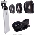 3-in-1 Smartphones, tablets Camera Lens Kit with Clip - Wide Angle, Fisheye & Macro Lenses